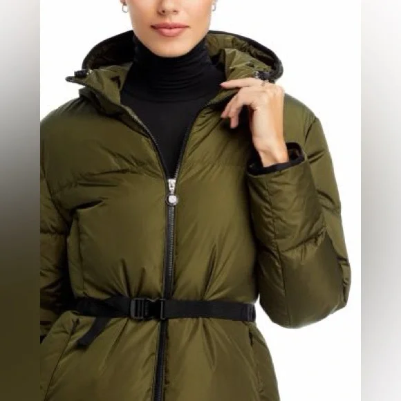 Moncler Green Sirli Hooded Zip Up Short Down Puffer Coat Jacket Size 3 Large - Picture 3 of 15